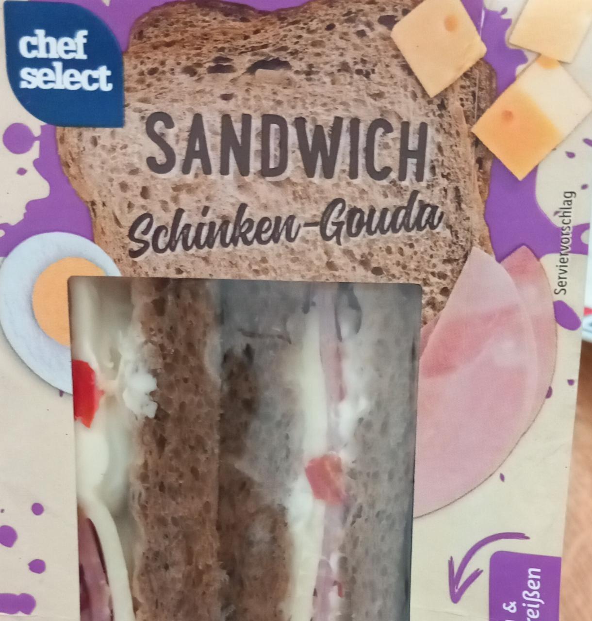 Sandwich Schinken-Gouda Chef Select kJ hodnoty nutriční kalorie, a 