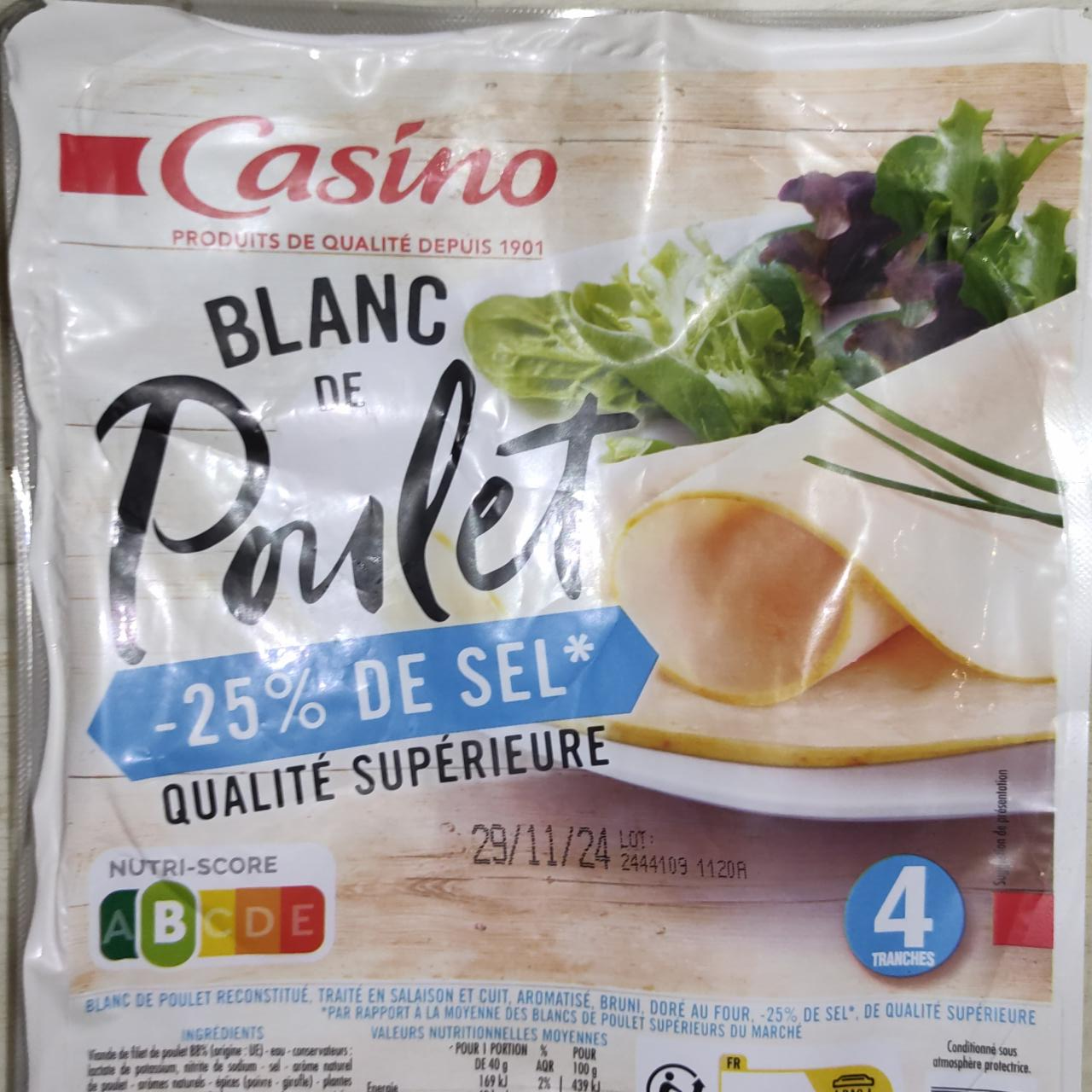 Fotografie - Blanc de poulet -25% de sel Casino