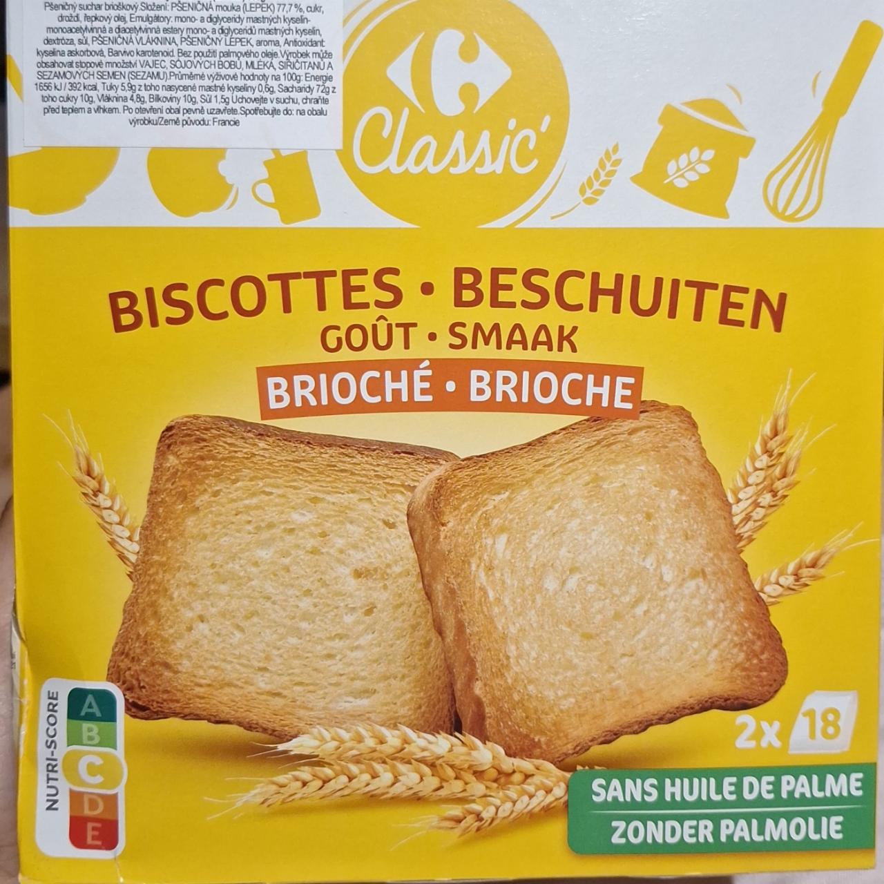 Fotografie - Biscottes brioché Carrefour Classic