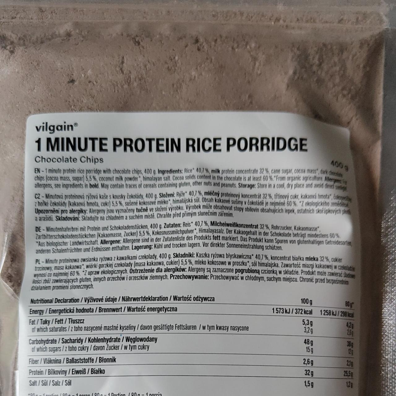 Fotografie - 1 minute protein rice porridge chocolate chips Vilgain