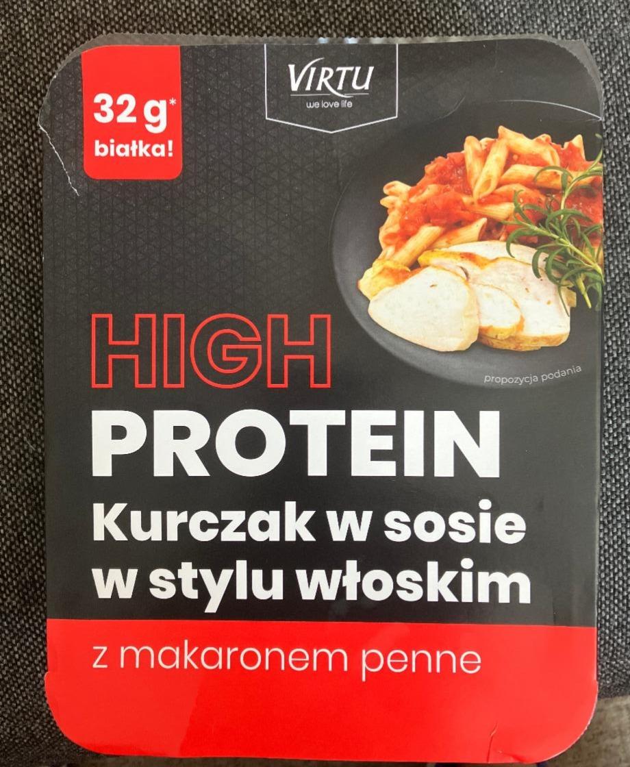 Fotografie - High protein kurczak w sosie w stylu włoskim z makaronem penne Virtu