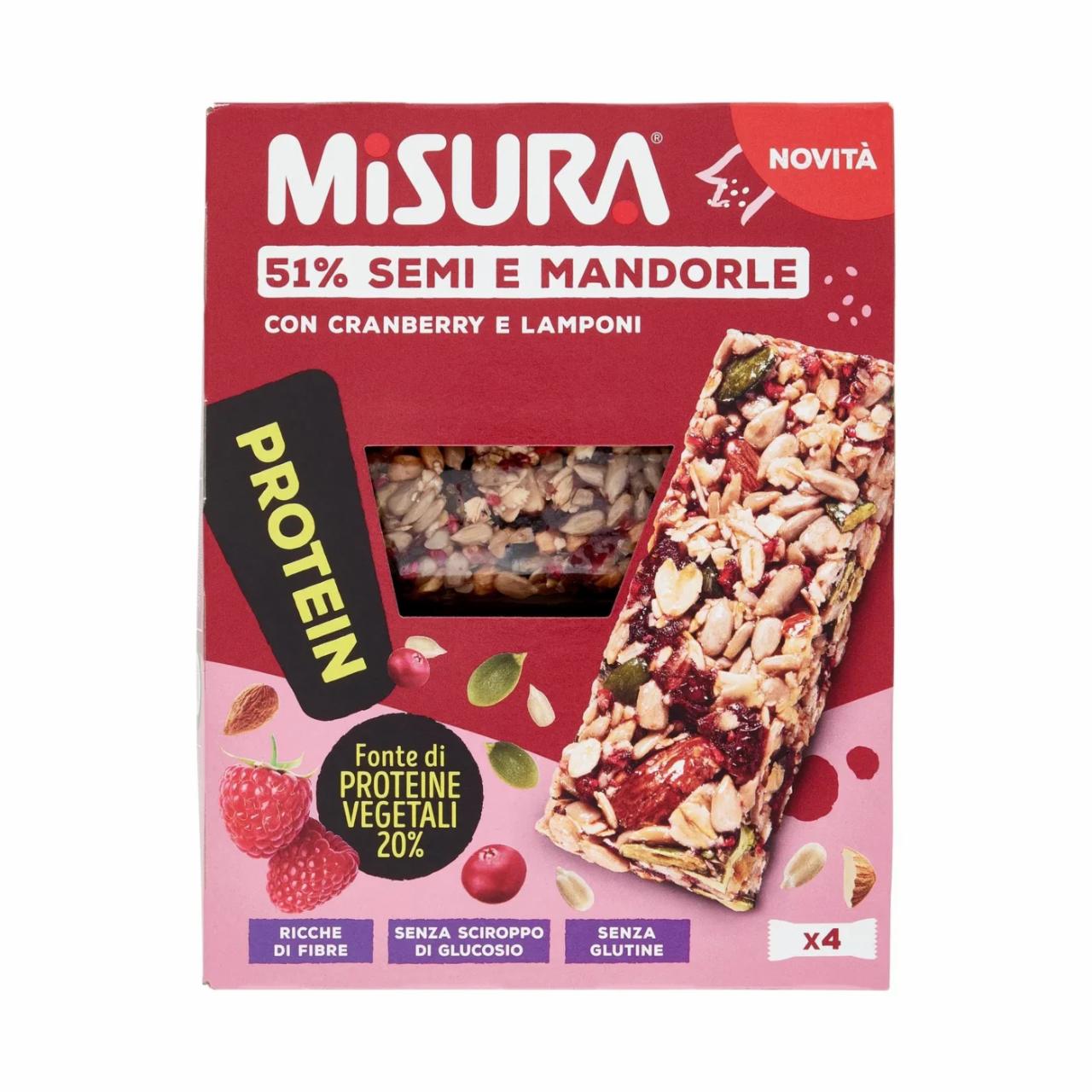 Fotografie - Protein 51% semi e mandorle con cranberry e lamponi Misura