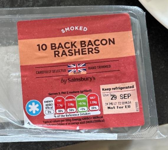 Fotografie - Smoked 10 back bacon rashers by Sainsbury's