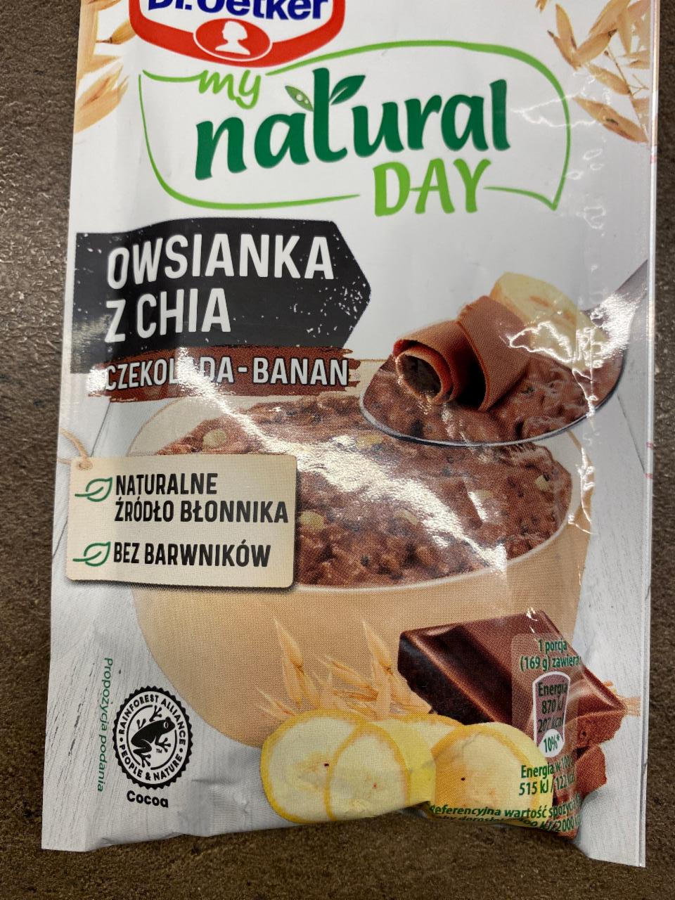 Fotografie - My Natural Day Owsianka z chia czekolada-banan Dr.Oetker