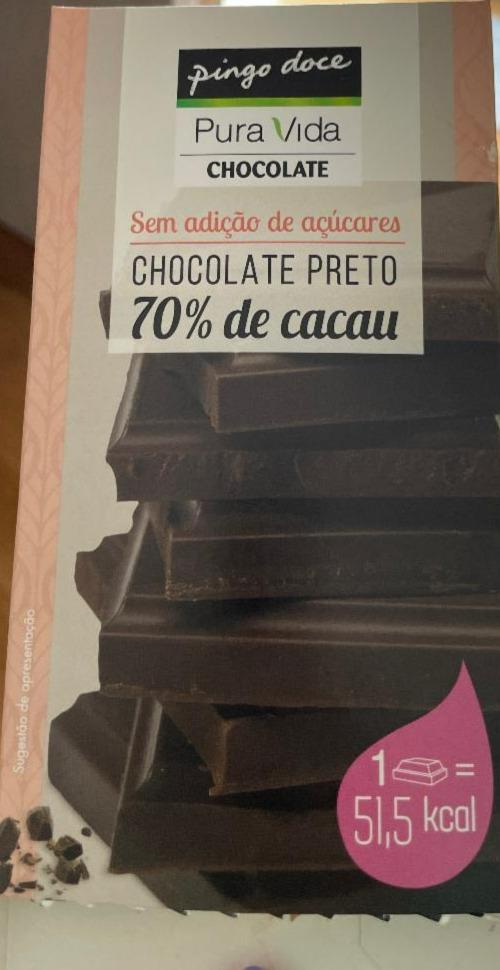 Fotografie - Pura vida chocolate preto 70% de cacau pingo doce