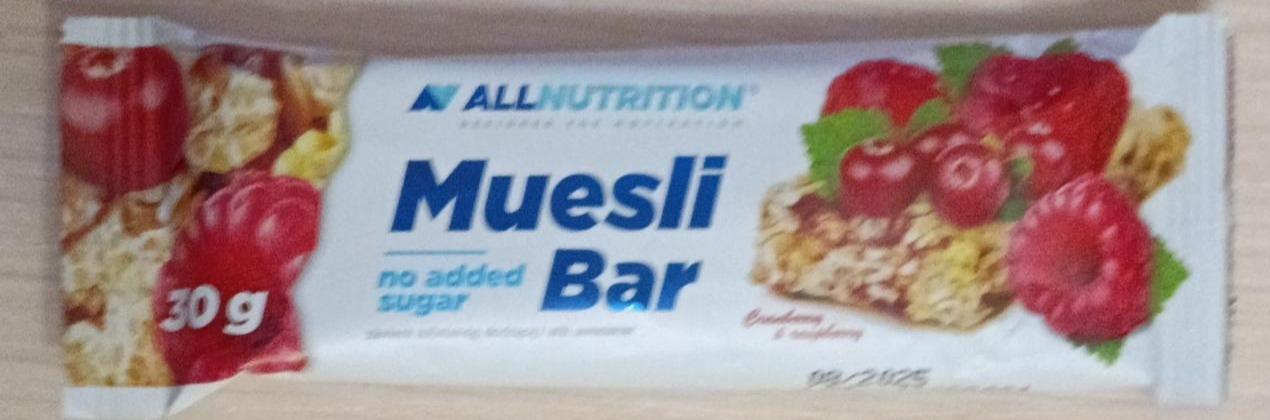 Fotografie - Muesli Bar no added sugar Cranberry & Raspberry Allnutrition