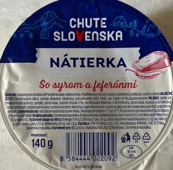 Fotografie - Nátierka so syrom a feferónmi Chute Slovenska