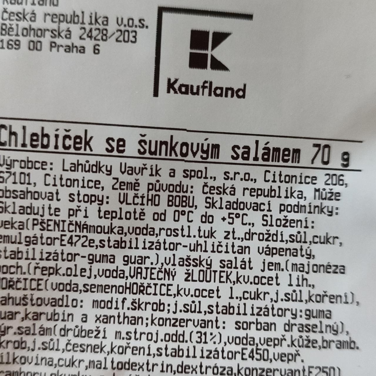 Fotografie - Chlebíček se šunkovým salámem Kaufland