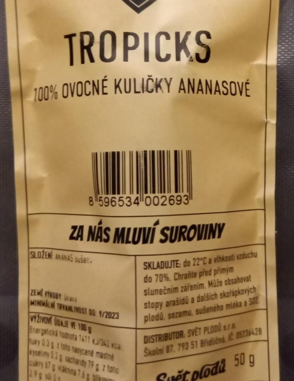 Fotografie - Tropicks 100% ovocné kuličky ananasové Svět plodů