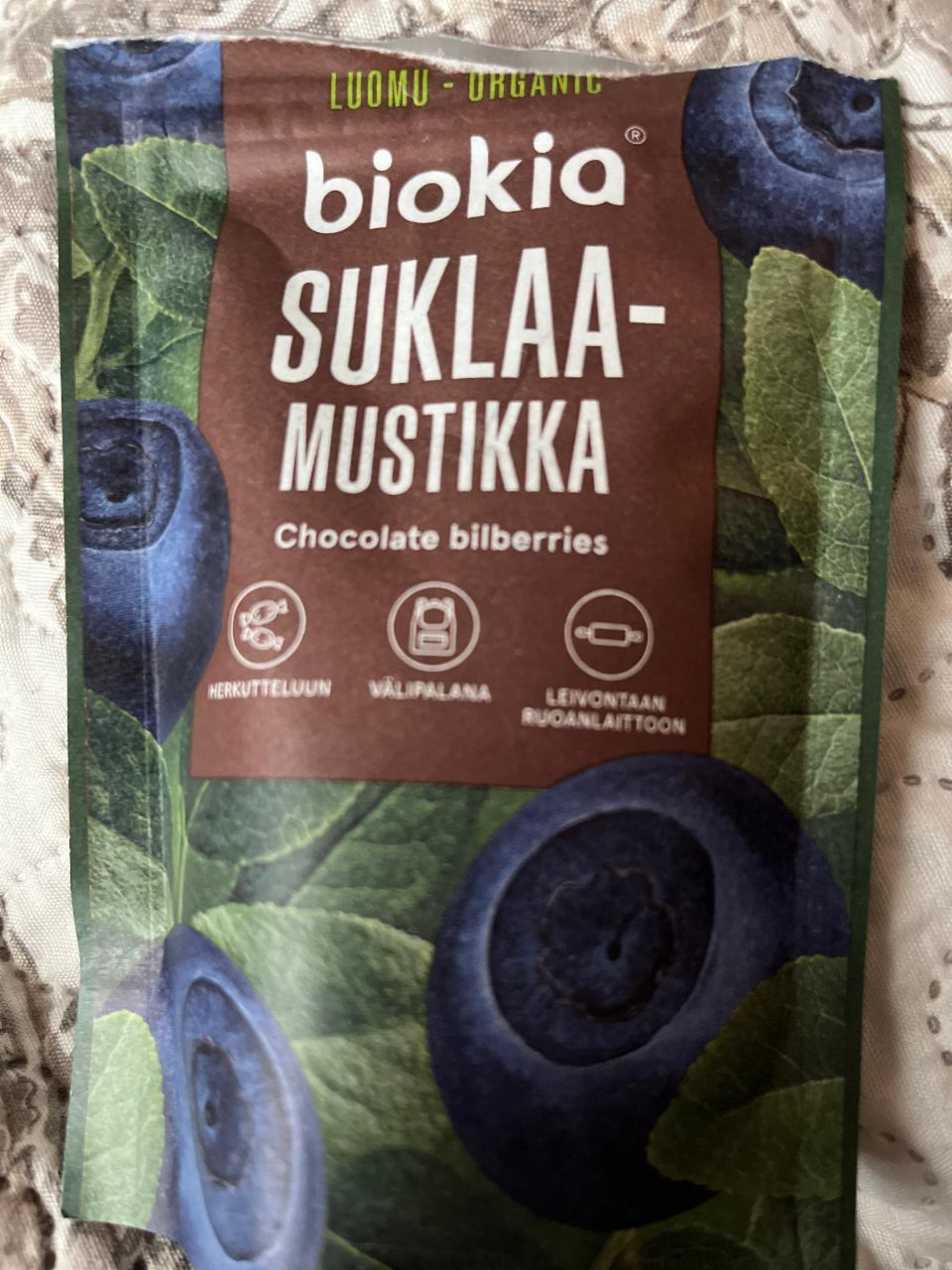 Fotografie - Bio suklaa-mustikka chocolate bilberries Biokia