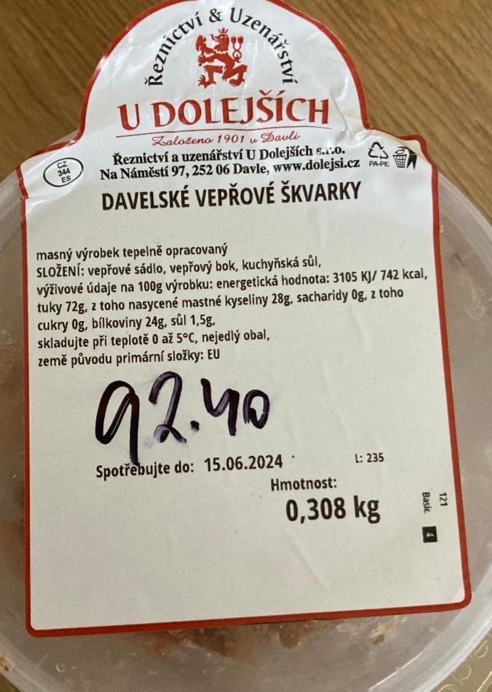 Fotografie - Davelské vepřové škvarky Řeznictví & uzenářství U Dolejších