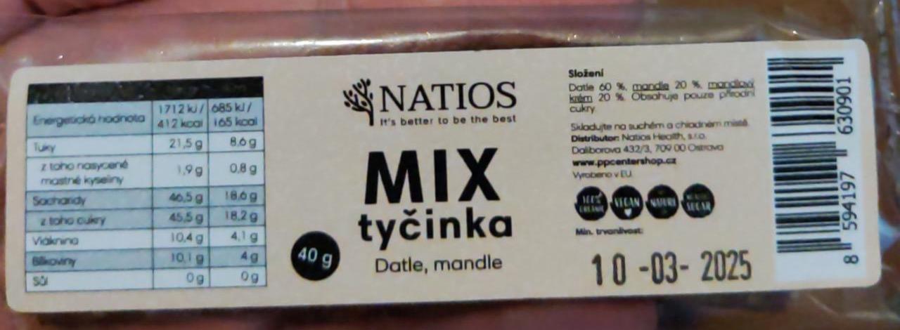 Fotografie - MIX tyčinka datle, mandle Natios