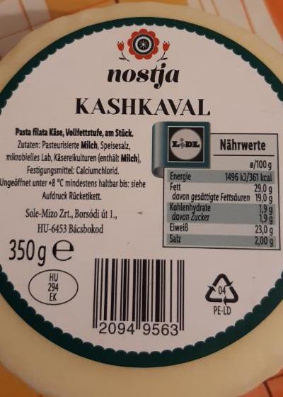 Kashkaval Nostja - kalorie, kJ a nutriční hodnoty