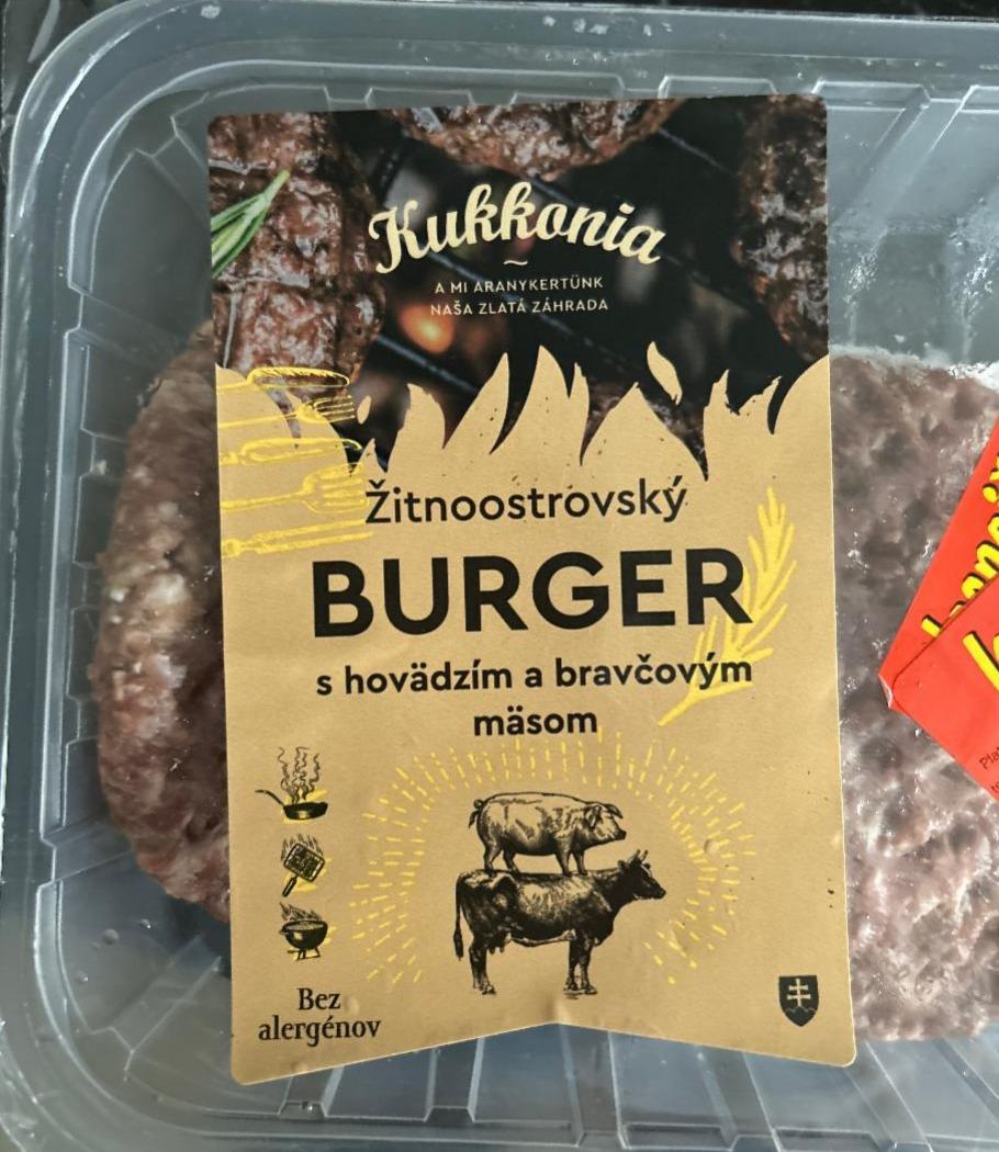 Fotografie - Žitnoostrovský burger s hovädzím a bravčovým mäsom Kukkonia