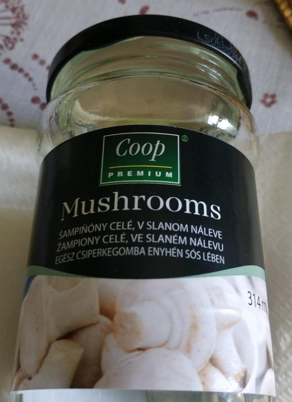 Fotografie - Mushrooms žampiony celé, ve slaném nálevu Coop Premium