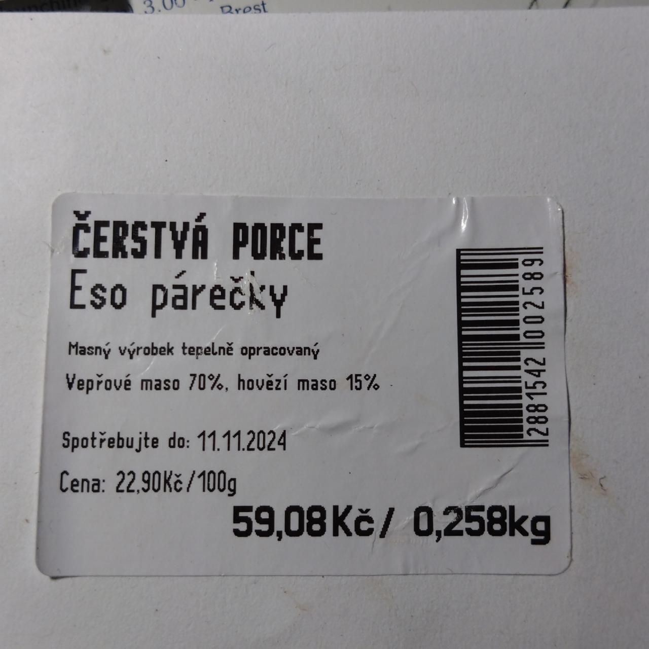 Fotografie - Eso párečky Čerstvá porce