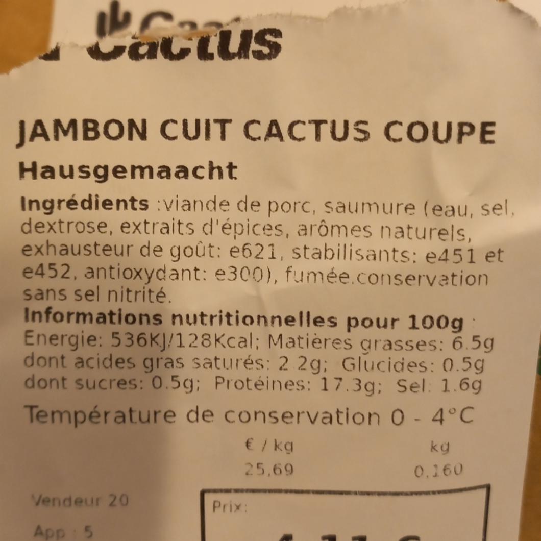 Fotografie - Jambon cuit cactus coupe Cactus