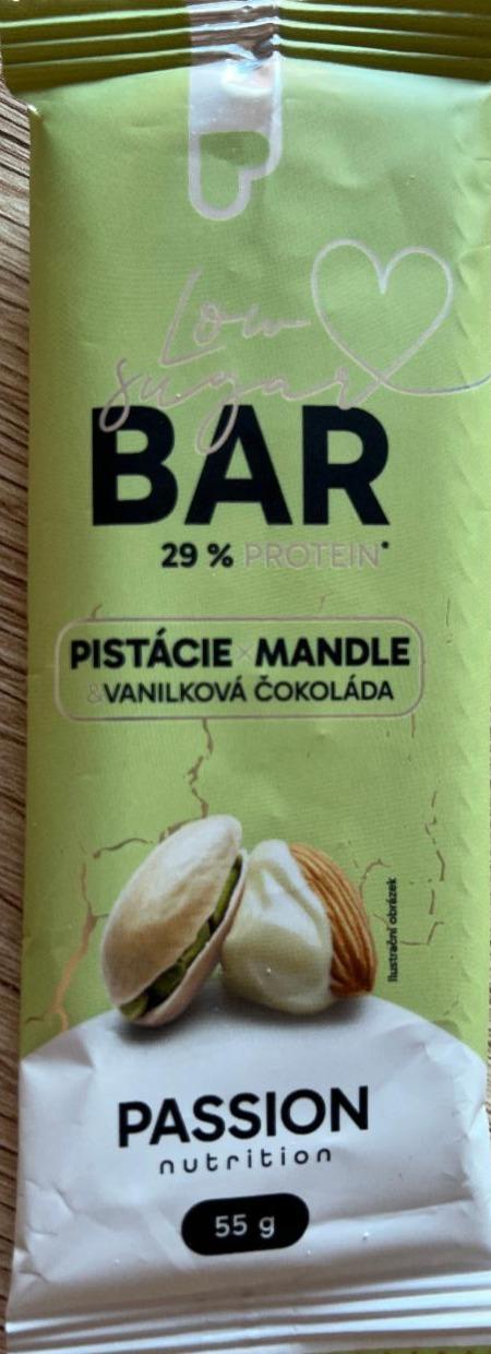 Fotografie - Bar pistácie mandle vanilková čokoláda Passion Nutrition