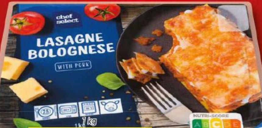 Lasagne Bolognese with pork Chef Select - kalorie, kJ a nutriční hodnoty