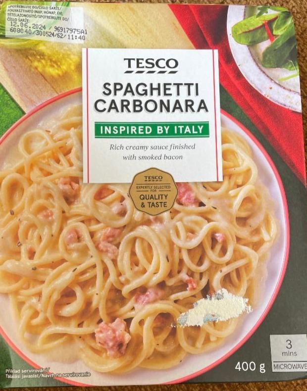 Fotografie - Spaghetti carbonara inspired by italy Tesco