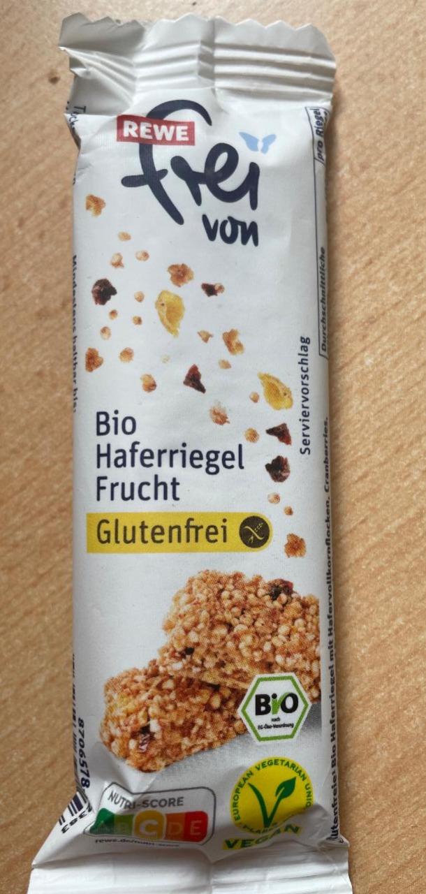 Fotografie - Bio haferriegel frucht glutenfrei Rewe frei von