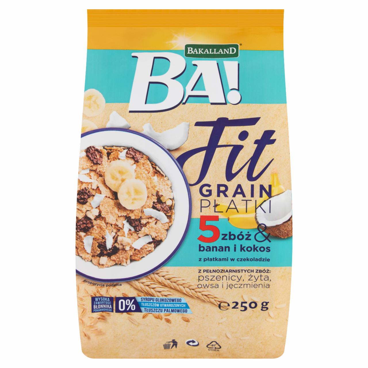 Fotografie - Fit grain flakes 5 cereals & banana, coconut with flakes in chocolate Bakalland Ba!