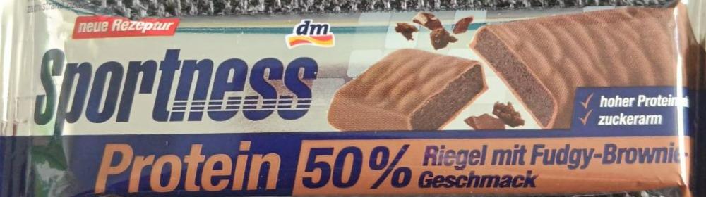 Fotografie - Protein 50% riegel mit fudgy-brownie-geschmack dm Sportness