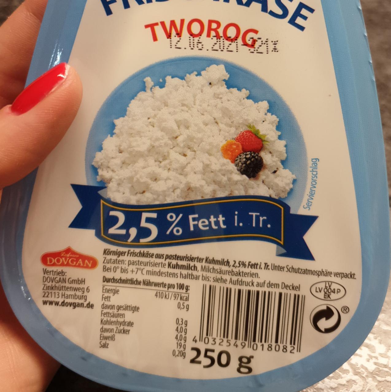 Körniger Frischkäse 2,5% Fett i. Tr. Tworog Dovgan - kalorie, kJ a