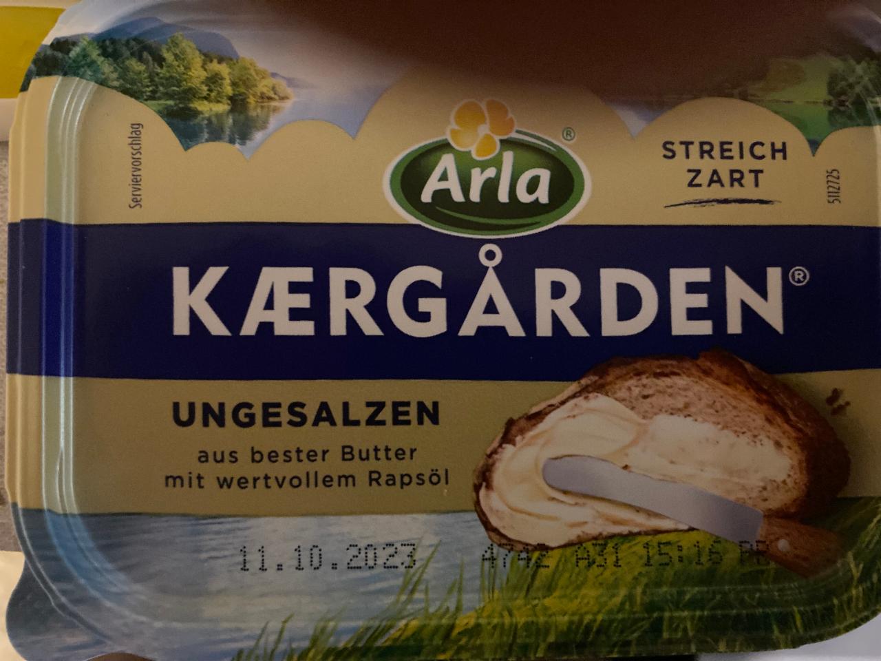 kJ Arla hodnoty a nutriční ungesalzen - Kærgården kalorie,