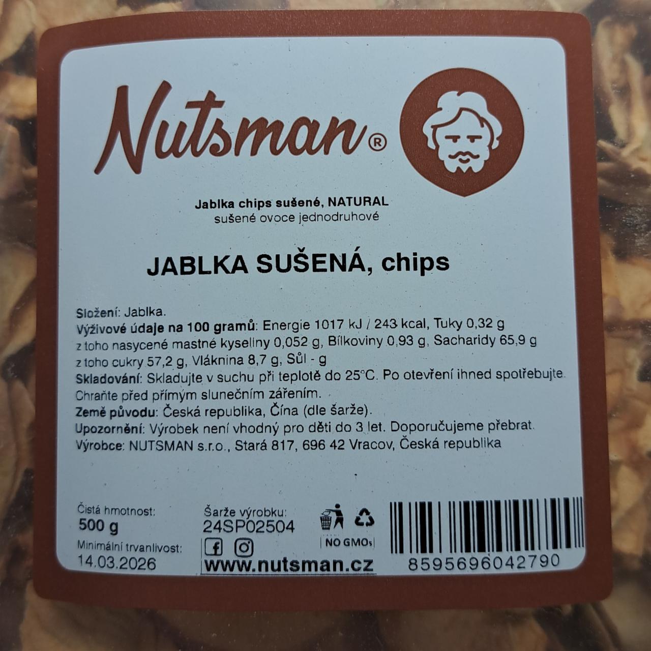 Fotografie - Jablka sušená, chips Nutsman