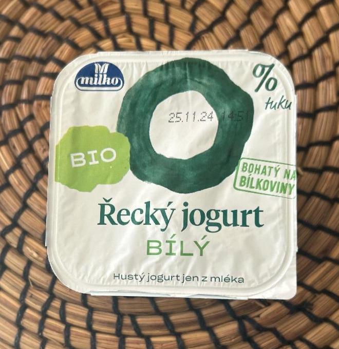 Fotografie - Bio Řecký jogurt bílý 0% tuku Milko