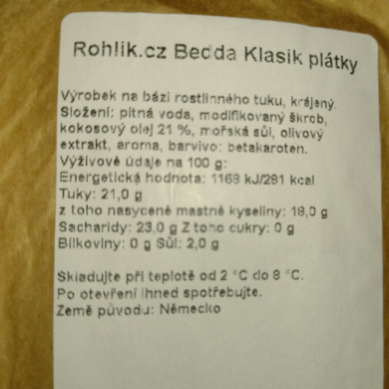 Fotografie - Bedda Klasik plátky Rohlik.cz