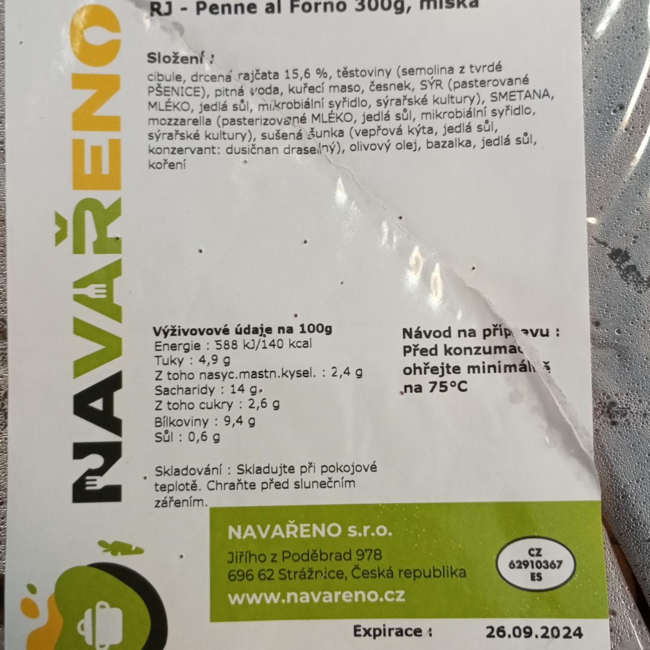 Fotografie - Penne al forno Navařeno