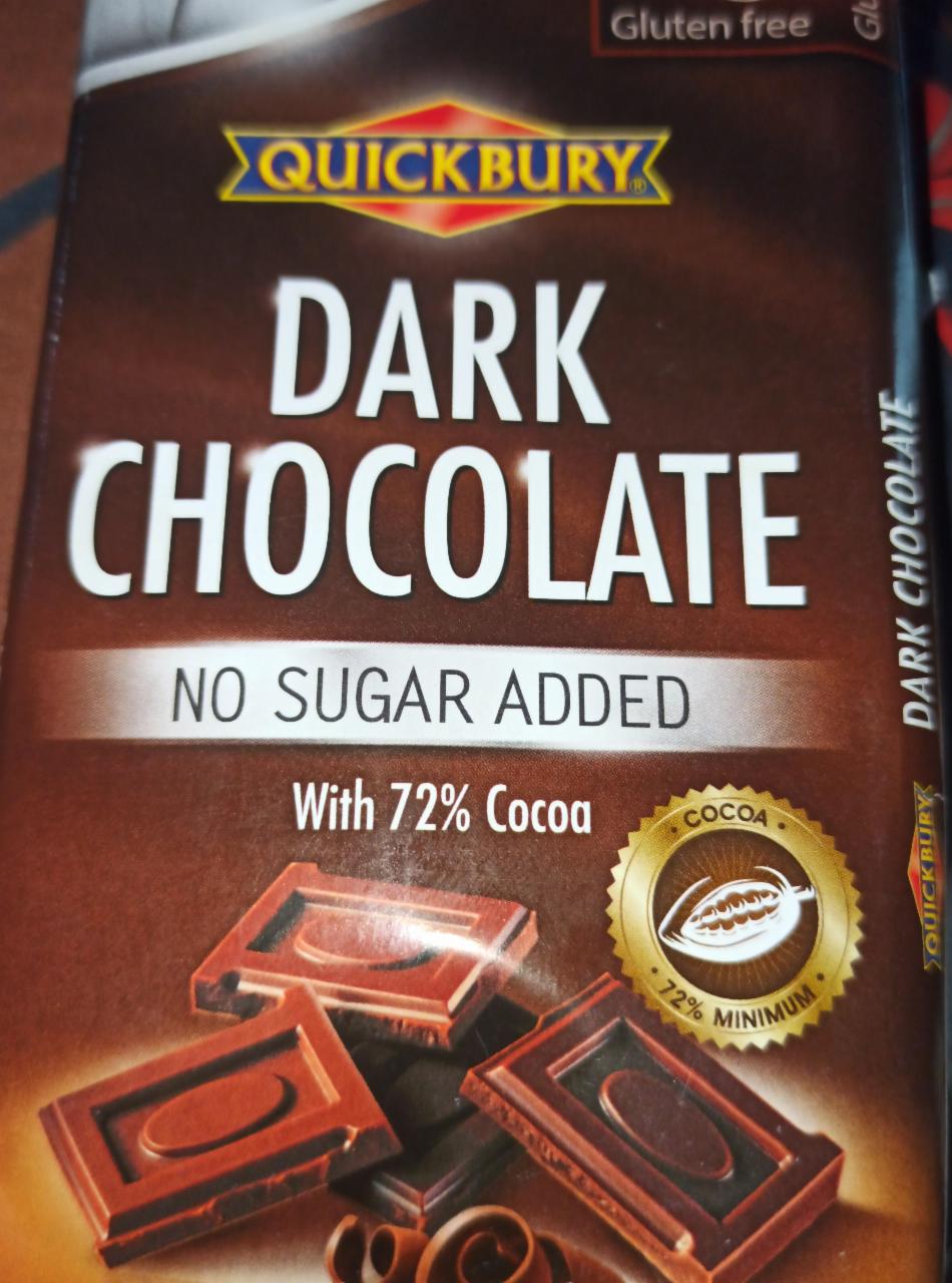 Fotografie - Dark chocolate no sugar added with 72% cocoa Quickbury