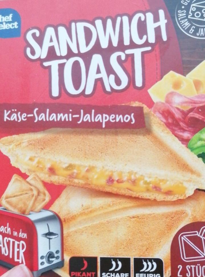 Sandwich kalorie, Toast hodnoty Käse-Salami-Jalapenos kJ Select nutriční - Chef a