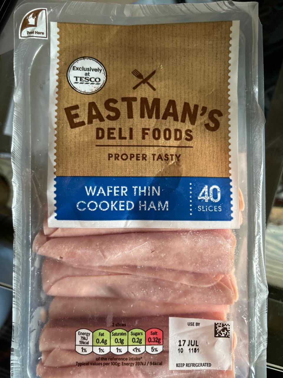 Fotografie - Wafer thin cooked ham Eastman's deli foods Tesco