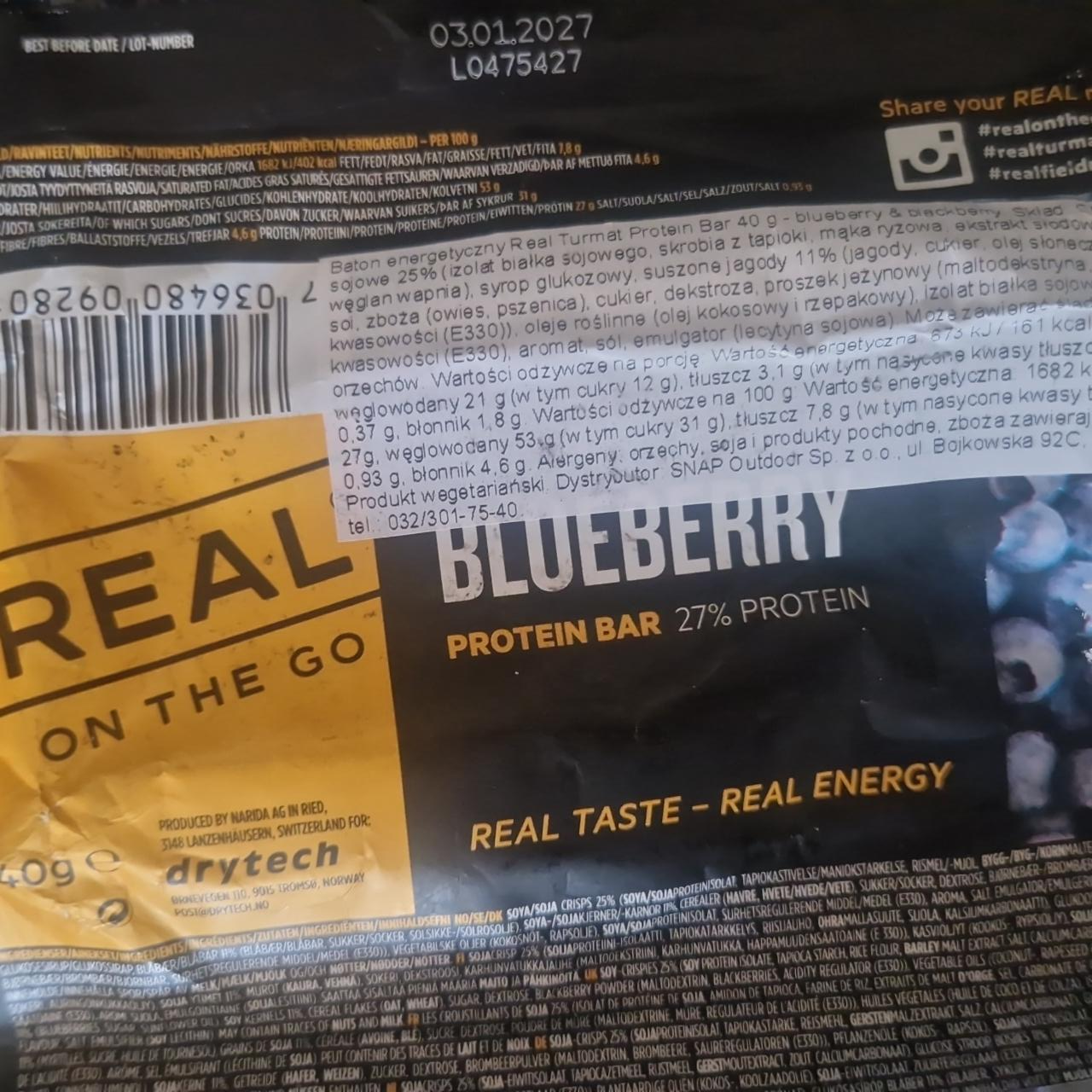 Fotografie - On the Go blueberry protein bar Real