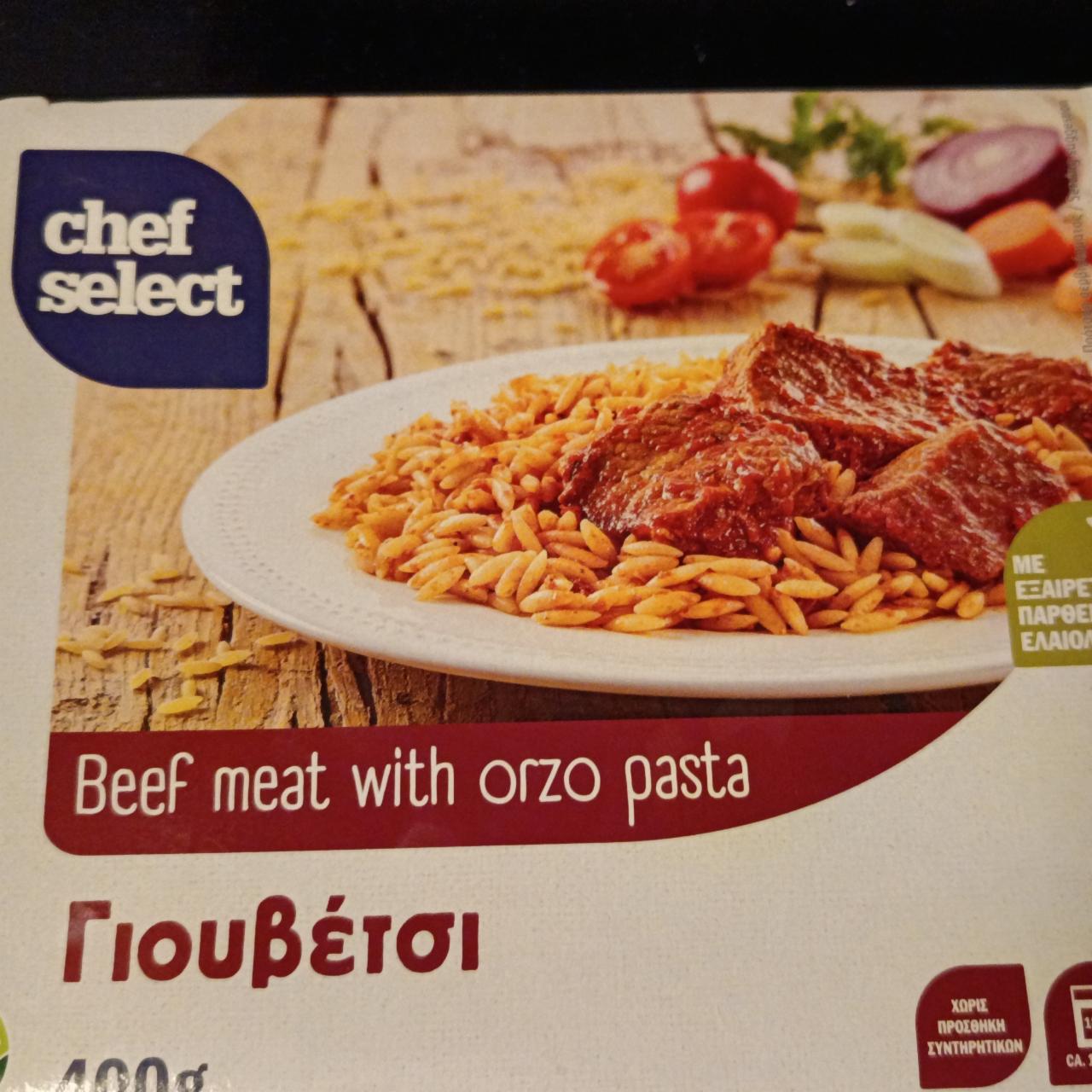 Fotografie - Beef meat with orzo pasta Chef Select