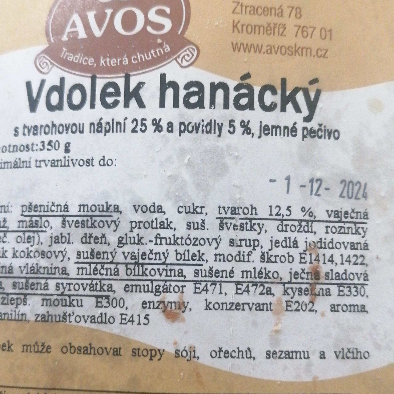 Fotografie - Vdolek hanácký s tvarohovou náplní 25% a povidly 5% Avos