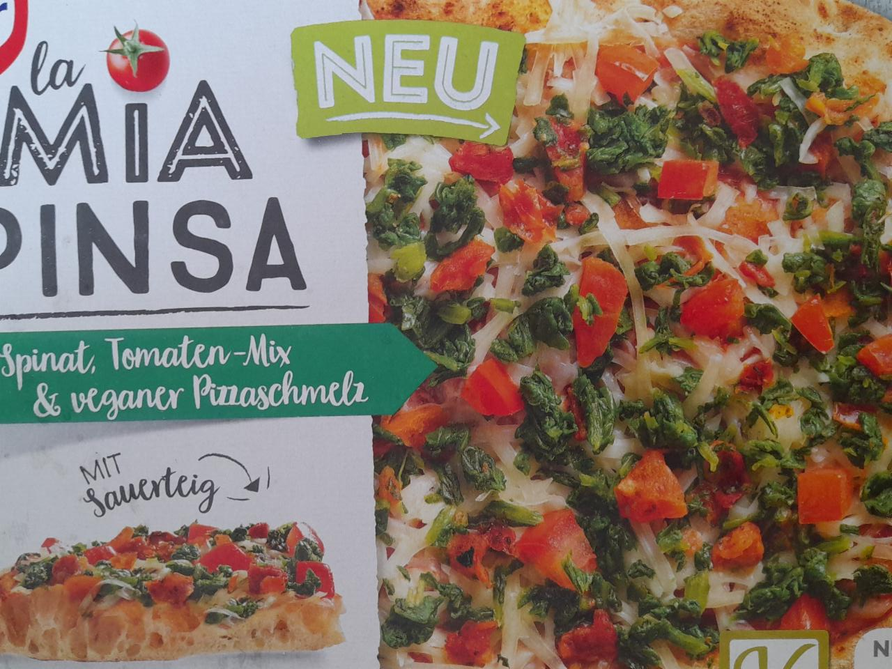 La Mia Pinsa Spinat, Tomaten-Mix & veganer Pizzaschmelz Dr.Oetker -  kalorie, kJ a nutriční hodnoty