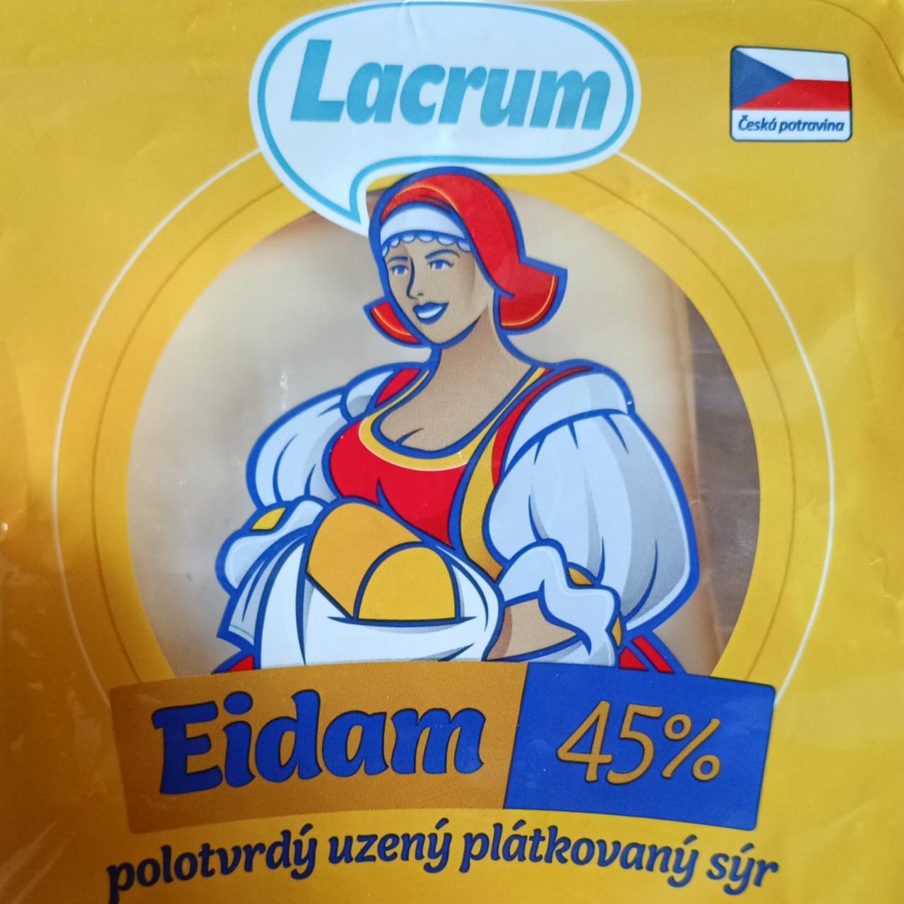 Fotografie - Eidam 45% polotvrdý uzený plátkovaný sýr Lacrum