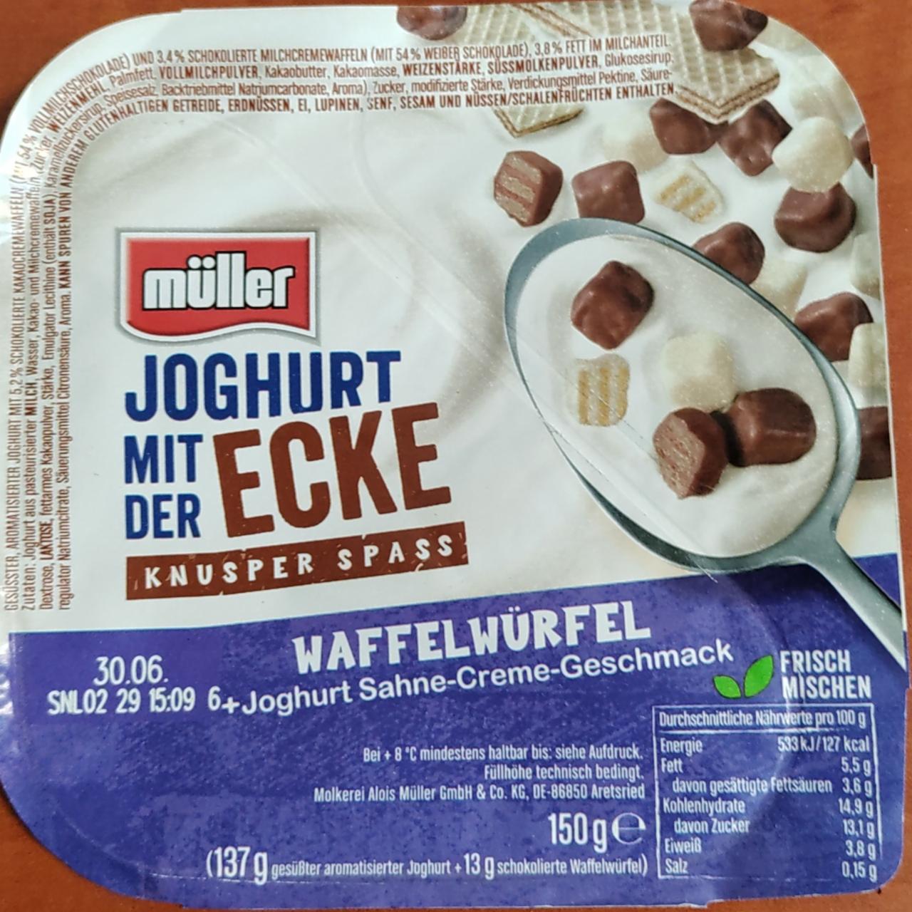 Fotografie - Joghurt mit der ecke knusper spass waffelwürfel Müller