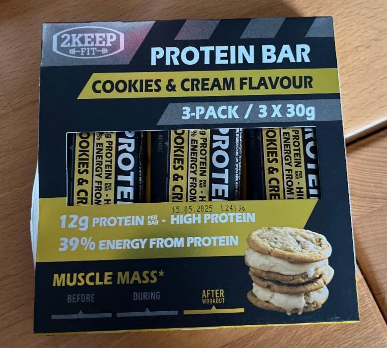 Fotografie - Protein bar cookies & cream flavour 2Keep Fit