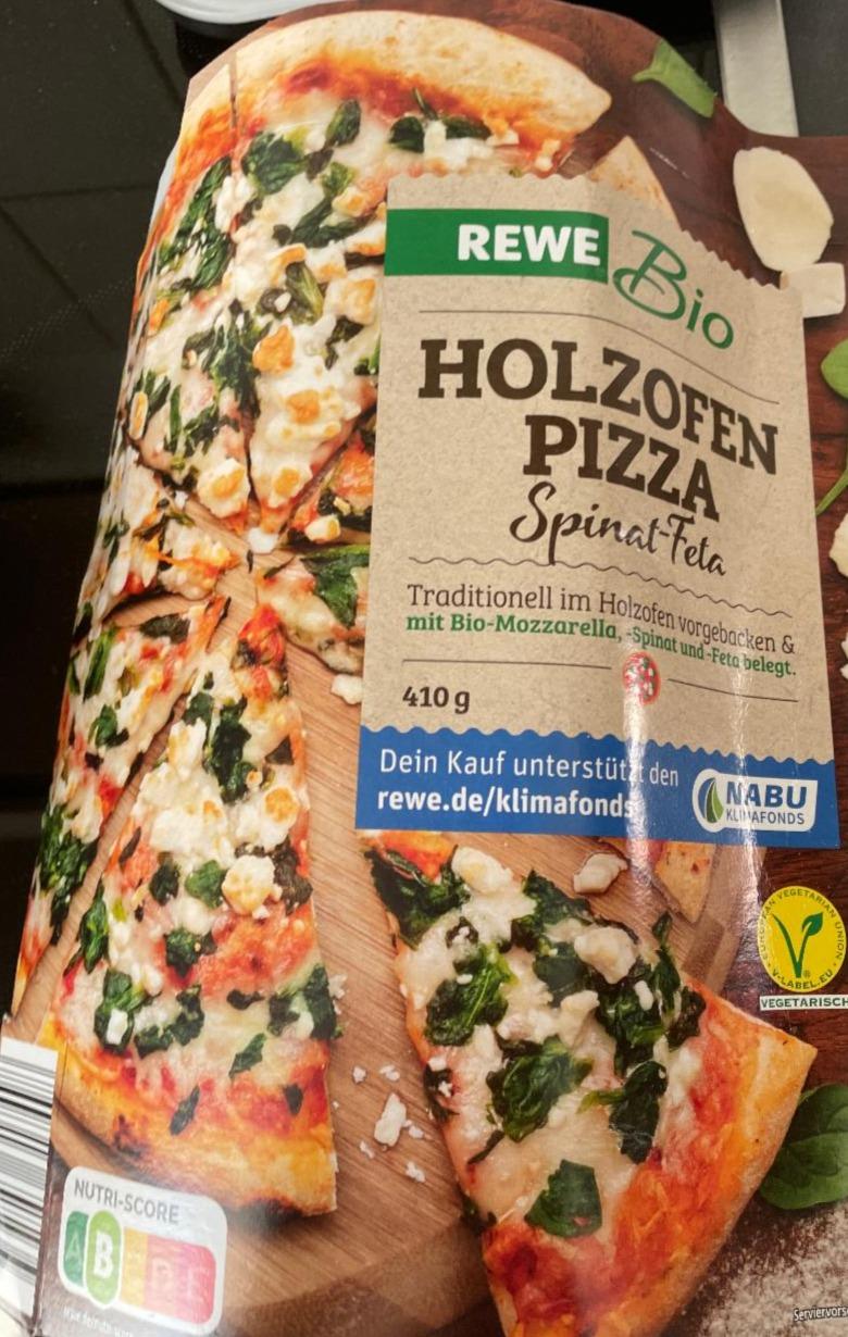 Fotografie - Holzofen pizza spinat feta Rewe bio