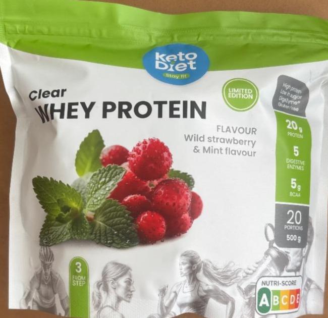 Fotografie - Clear whey protein flavour wild strawberry & mint flavour KetoDiet