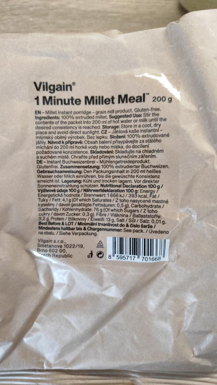 Fotografie - Organic 1 Minute Millet Meal Vilgain