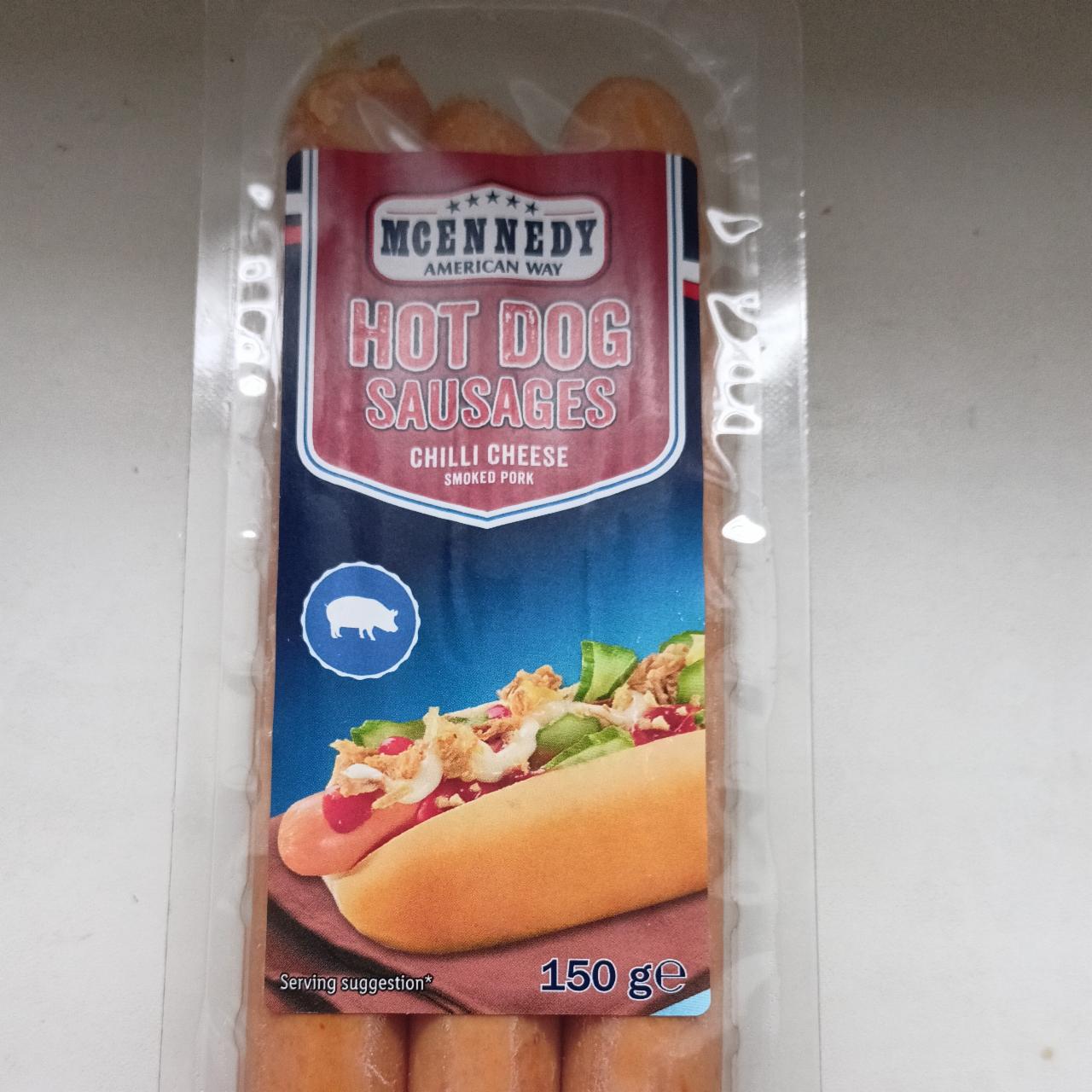 Hot dog Suasages Chilli cheese nutriční - a hodnoty kalorie, McEnnedy American kJ Way