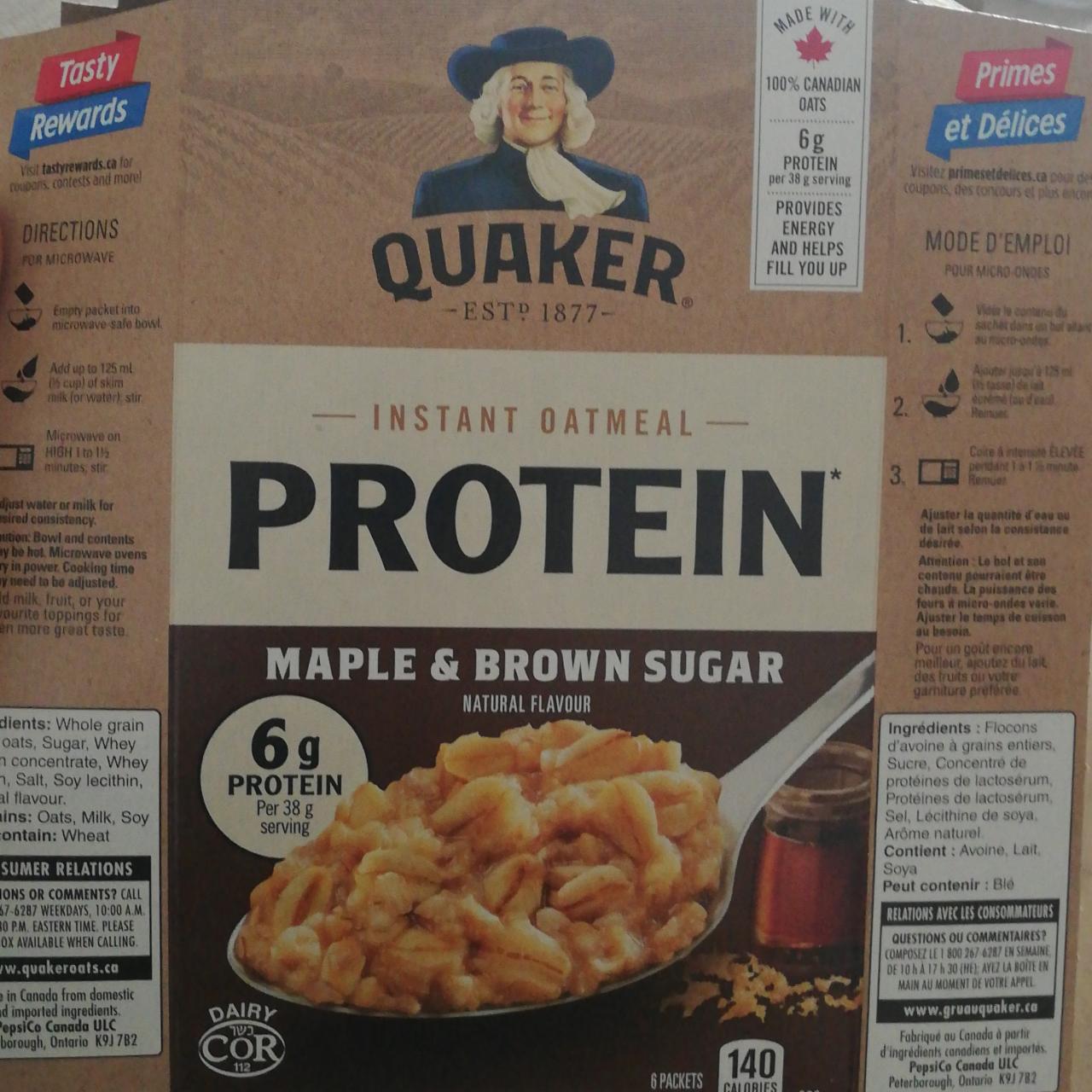 Fotografie - Instant oatmeal protein maple & brown sugar Quaker