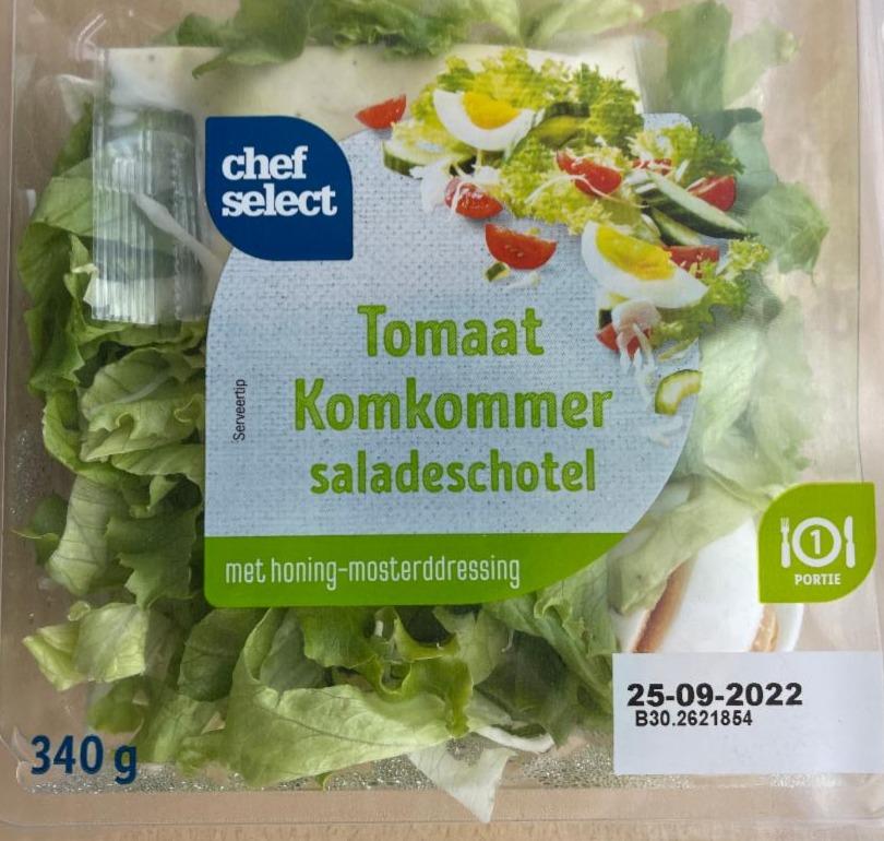 Tomaat Komkommer saladeschotel Chef select - kalorie, kJ a nutriční hodnoty