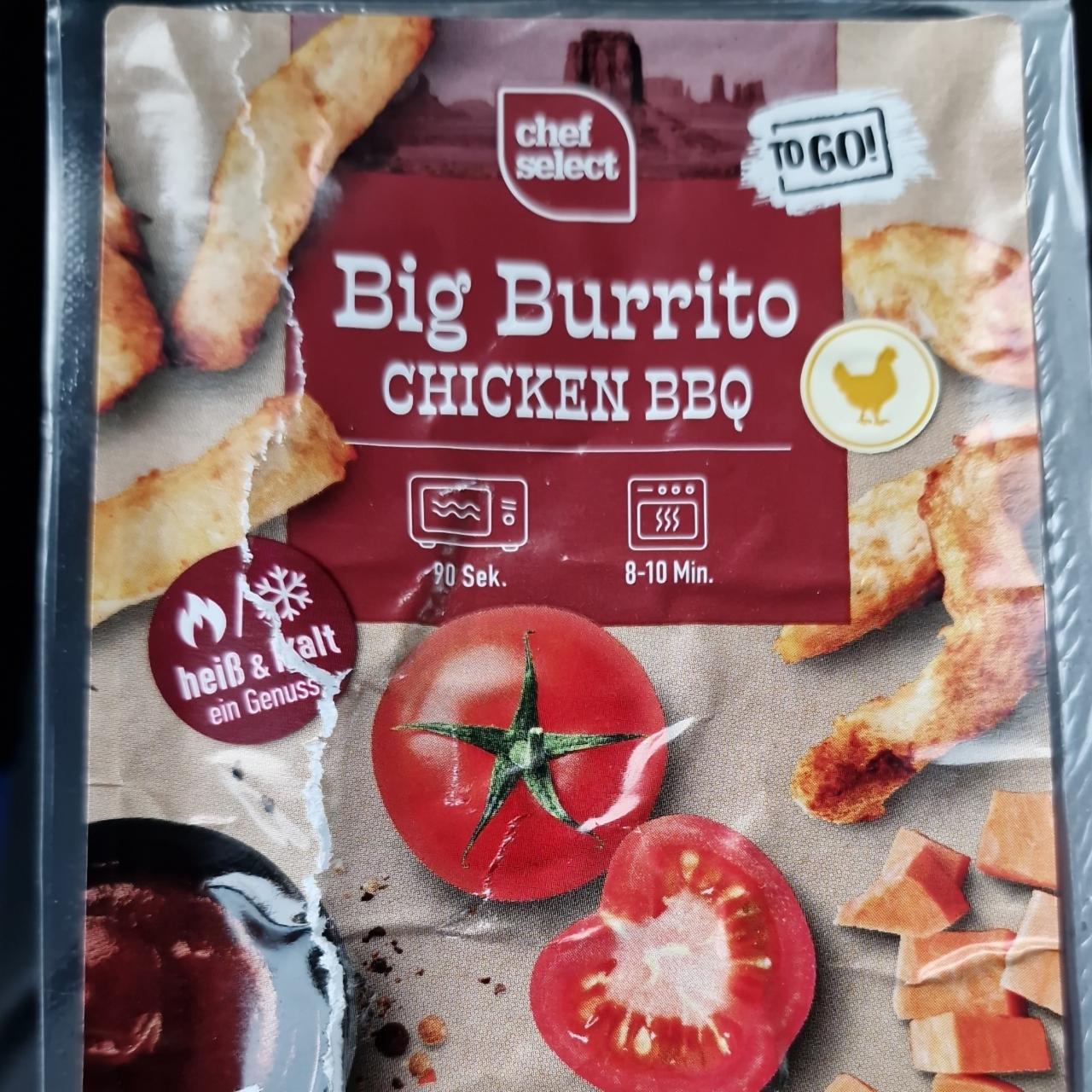 Big Burrito Chicken BBQ Chef hodnoty a Select nutriční kJ kalorie, 